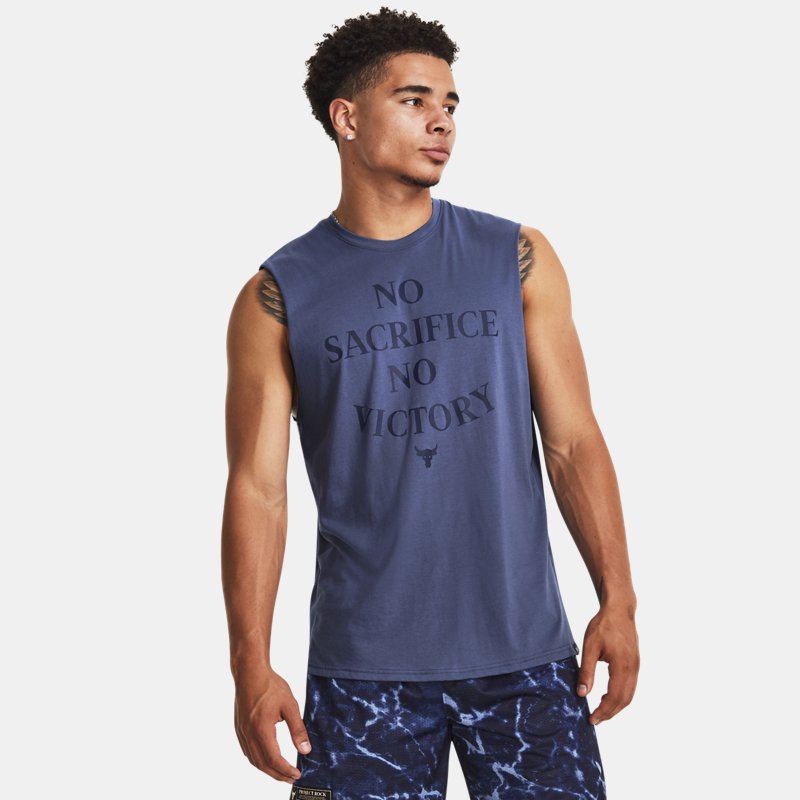 Under Armour Men's Project Rock Show Me Sweat Tank Hushed Blue / Midnight Navy M